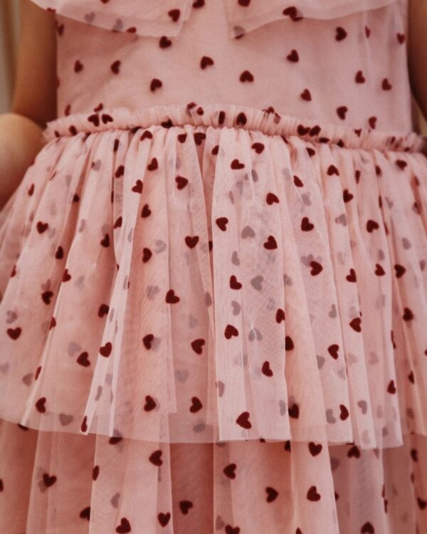 Vestido konges sløjd de tul con corazones de terciopelo. - Imagen 4